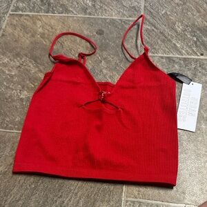 Urban Outfitters Scarlet Ribbed Tie-Front Top